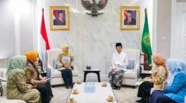 Ketua PP Muslimat Nahdlatul Ulama Khofifah Indar Parawansa saat bersilaturahim dengan Menteri Agama RI Prof Dr Nasaruddin Umar.